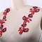 2 Pieces Red and Burgundy Flower Patches Embroidered Cherry Blossom Pair with Iron-On Backing for Jackets & Crafts